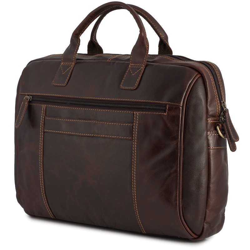 Torba męska skórzana na ramię laptopa duża ciemno-brązowa biznesowa Beltimore N01