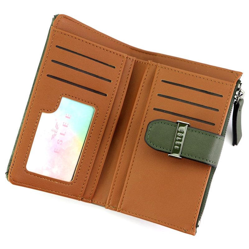 Eslee Duży Portfel Damski Podłużny Pionowy Skóra Eko Na Zatrzask