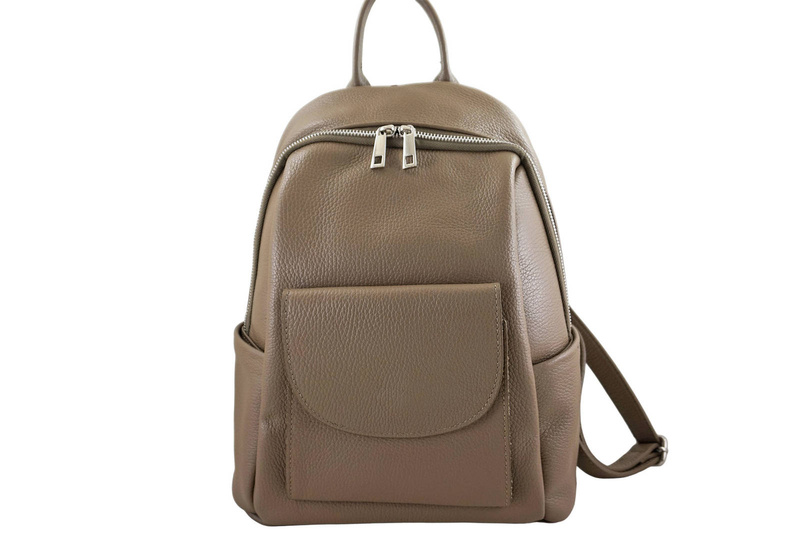 Damski plecak miejski skórzany - Beżowy ciemny