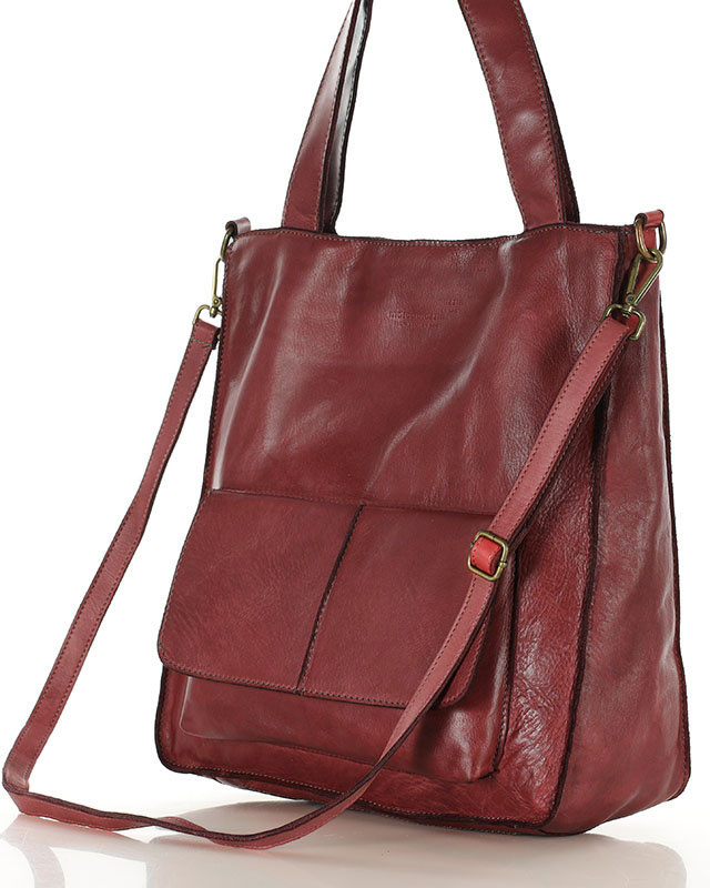 Torebka damska shopper A4 skóra naturalna - MARCO MAZZINI czerwona