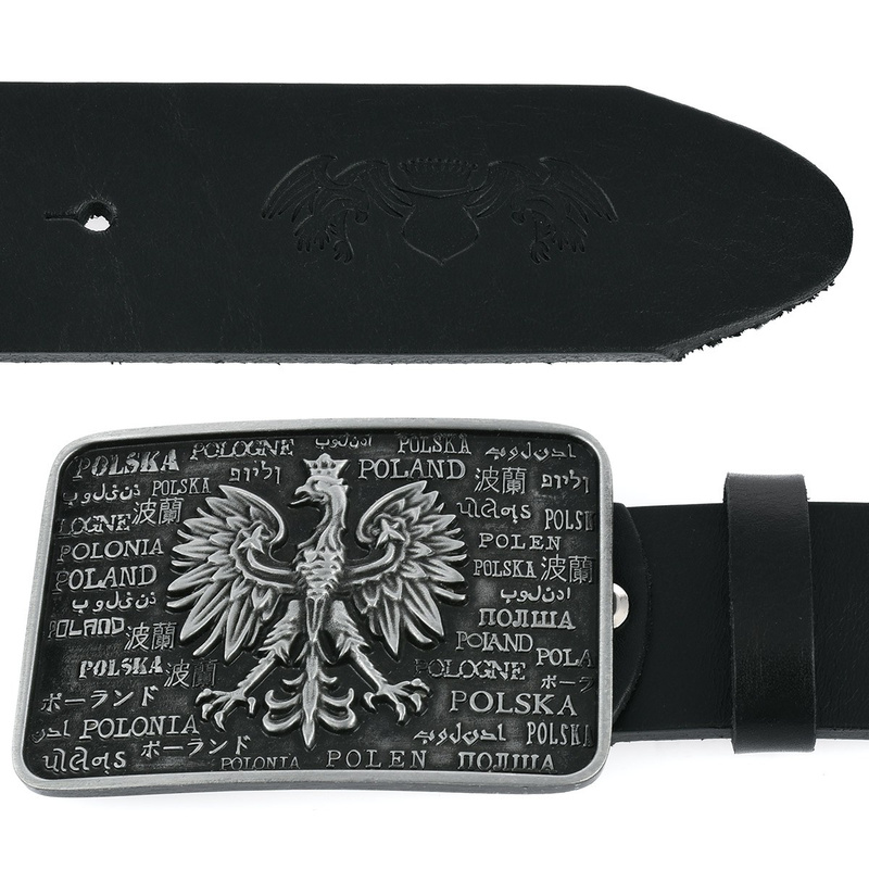 Beltimore skórzany pasek męski czarny szeroki premium W38 : Kolory - czarny, Rozmiar pasków - r.120-135 cm