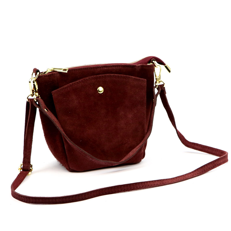 Vera Pelle damska listonoszka torebka na ramię skóra naturalna zamszowa