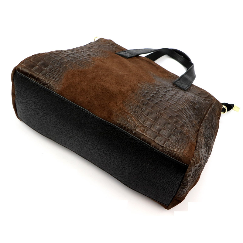 Luka duży damski kuferek skóra naturalna torebka z paskiem i kieszenią