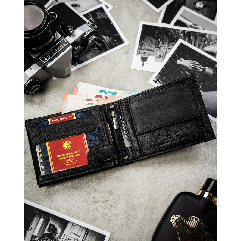 Meski zestaw prezentowy skóra naturalna Peterson PTN N992-DOT BLACK