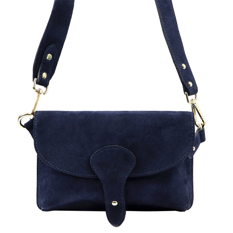 Vera Pelle damska listonoszka na ramię skóra naturalna torebka zamszowa