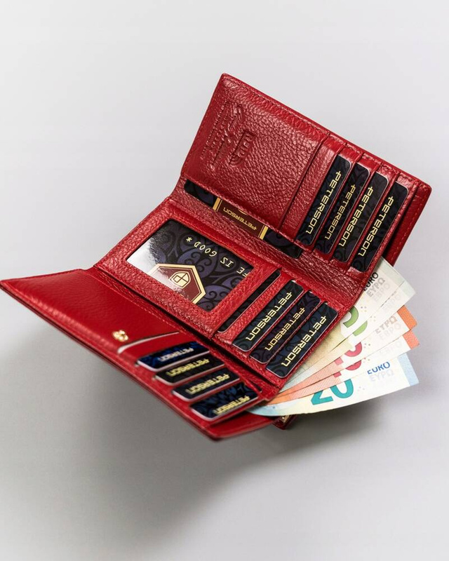 Skórzany portfel damski na bigiel i zatrzask - Peterson