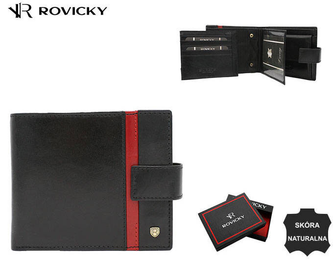 Elegancki skórzany portfel męski Rovicky z RFID