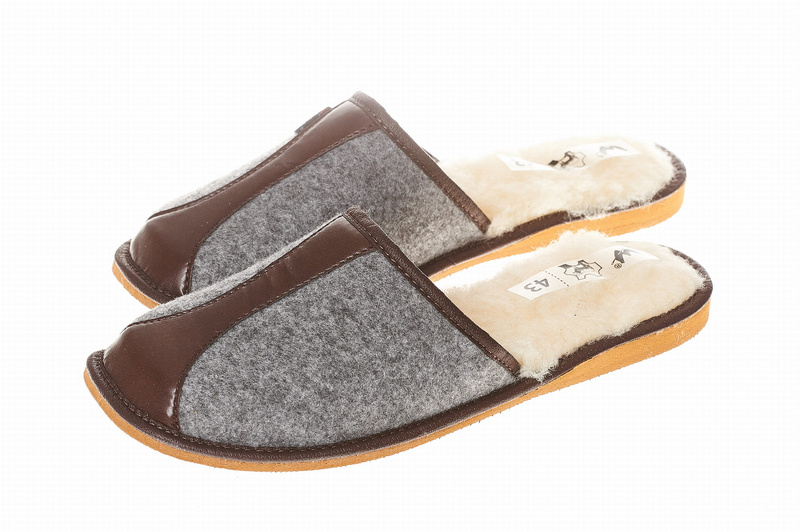 Wójciak Podhale męskie kapcie domowe zabudowane filc wewnętrz wełna