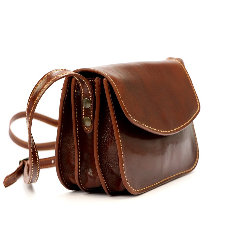 Florence Skórzana listonoszka na ramię 3 komory zamykana klapą elegancka