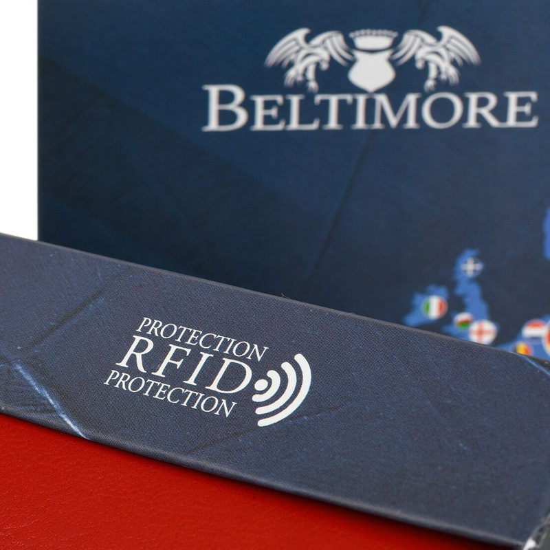 Damski skórzany portfel duży poziomy retro RFiD czarny BELTIMORE 043
