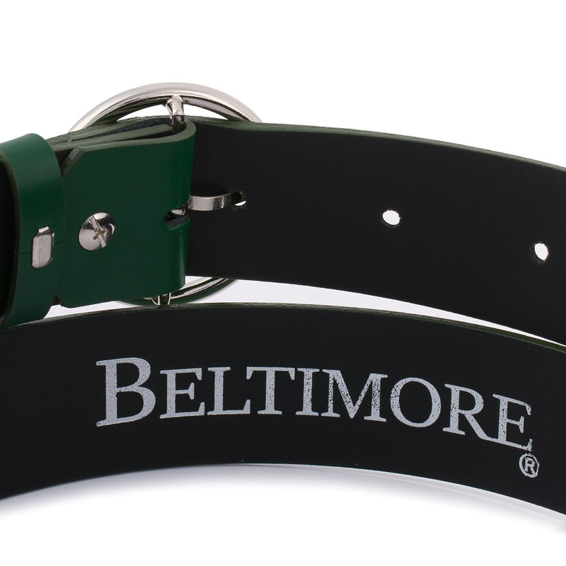 Skórzany pasek damski do spodni sukienki zielony skóra nat. 3,5 cm Beltimore B83 : Kolory - zielony,