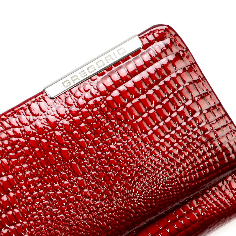 Skórzany duży lakierowany damski portfel Gregorio