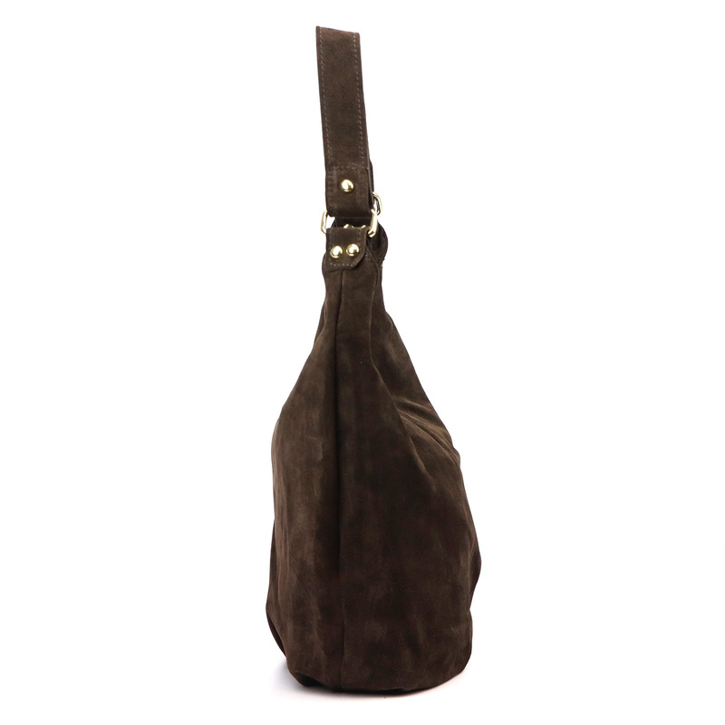 Vera Pelle damska torebka na ramię skóra naturalna zamszowa shopperbag