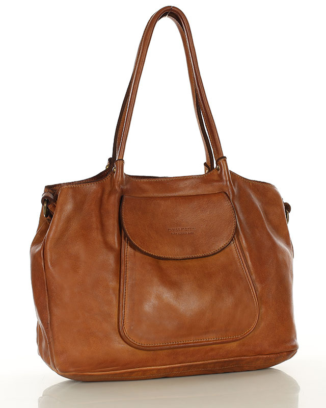 MARCO MAZZINI Torebka skórzana shopper bag ispirato dalla natura brąz