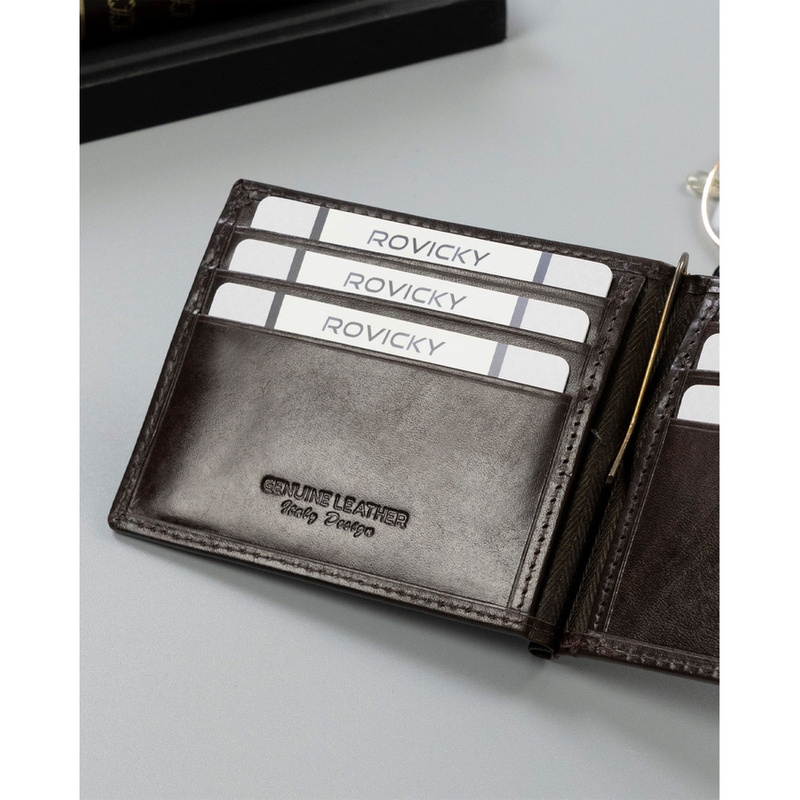 Skórzana banknotówka etui na karty z RFID Rovicky
