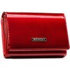 Duży, lakierowany portfel damski ze skóry naturalnej i ekologicznej w czerwonym kolorze, zamykany na zatrzask - Rovicky
