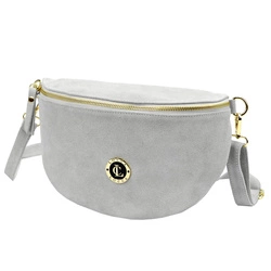 LOCCA Skórzana damska torebka przez ramię listonoszka nerka zamszowa