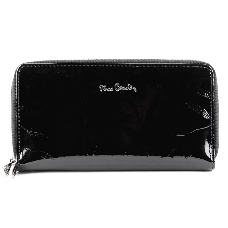 Pierre Cardin duży damski portfel skóra naturalna lakierowana roślinny wzór