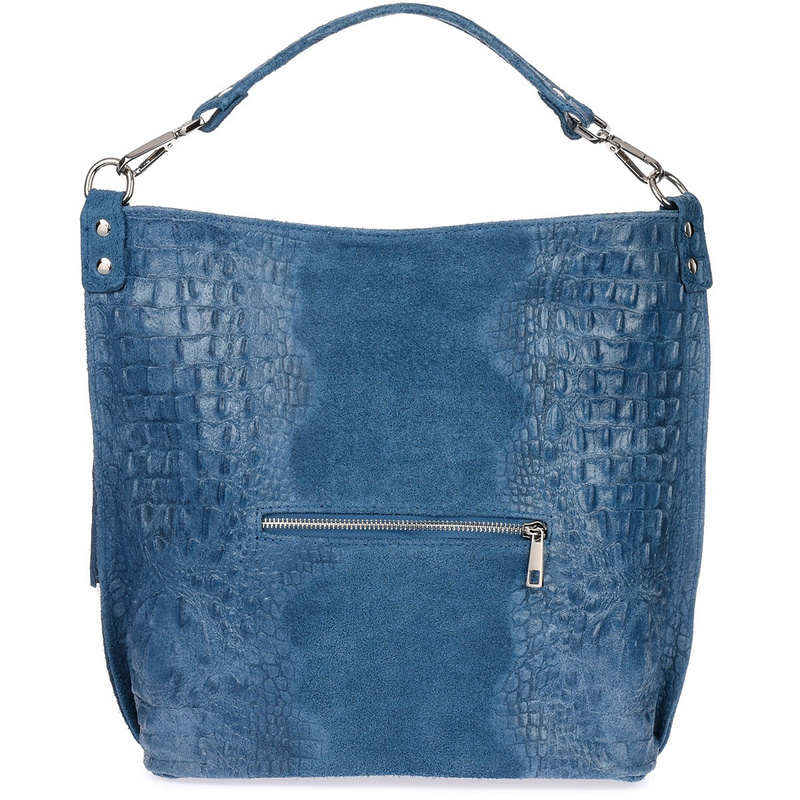 Jeansowa torebka skórzana zamszowa shopper W10