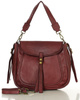 Marco Mazzini Torebka classic saddle bag ze skóry naturalnej na ramie bordowa