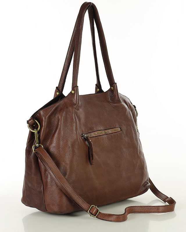 MARCO MAZZINI Torebka skórzana shopper bag ispirato dalla natura brąz