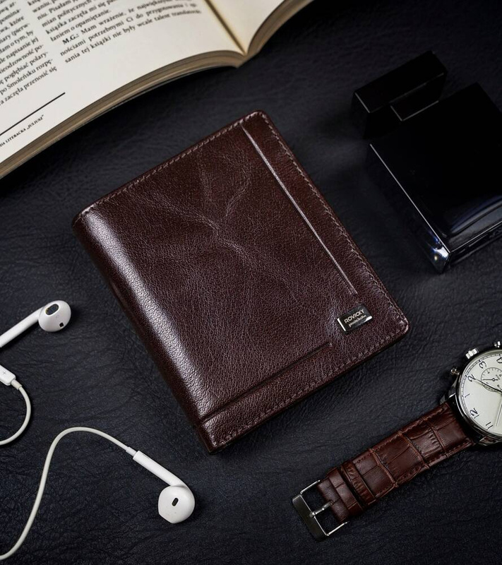 Skórzany męski portfel Rovicky PC-102-BAR RFID