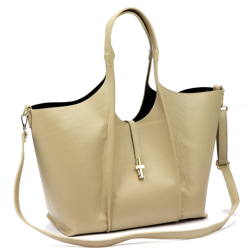 Vera Pelle damska torebka na ramię skóra naturalna shopperbag z paskiem