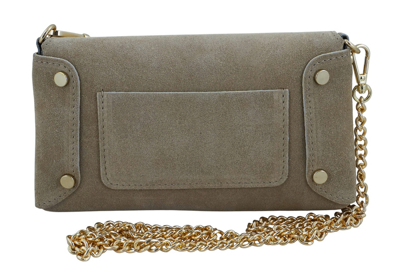 Zamszowa kopertówka na łańcuszku Barberinis - Beżowa