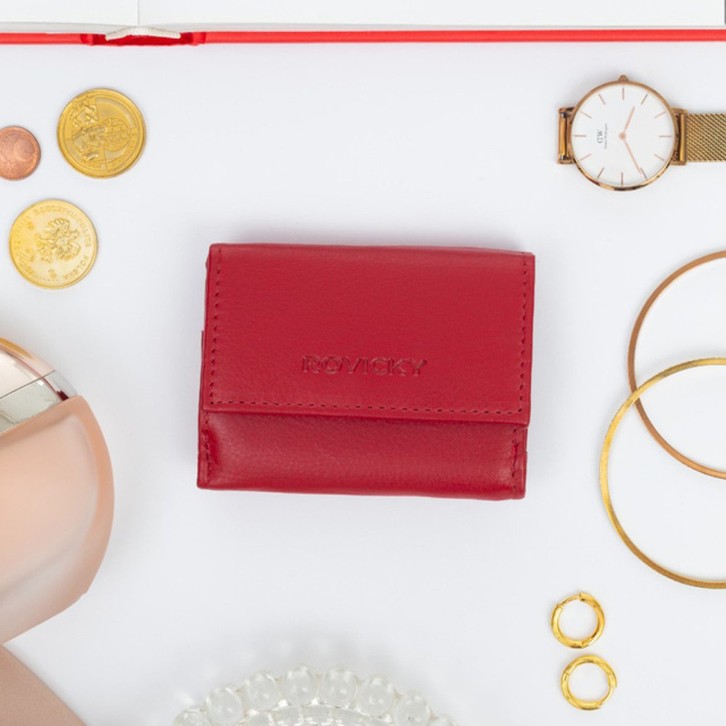 Rovicky Portfel Damski Mała Portmonetka Skóra Naturalna Przegrody Kieszeń