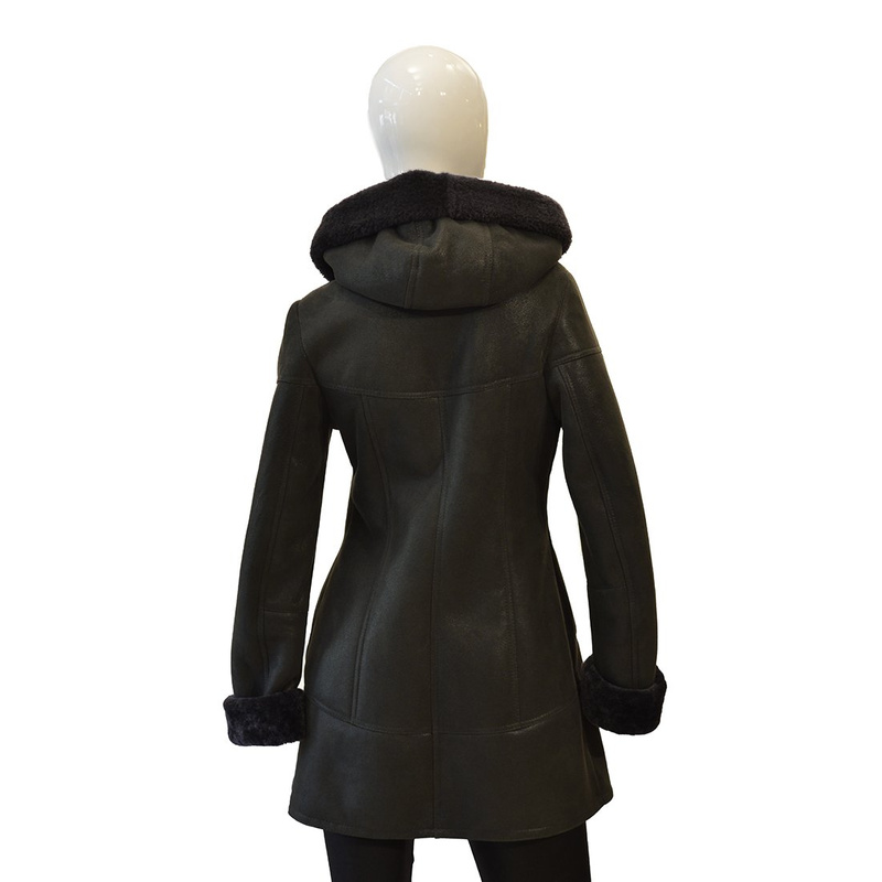 Bukowski Damski kożuch skórzany "Celina" zapinany na zamek z kapturem