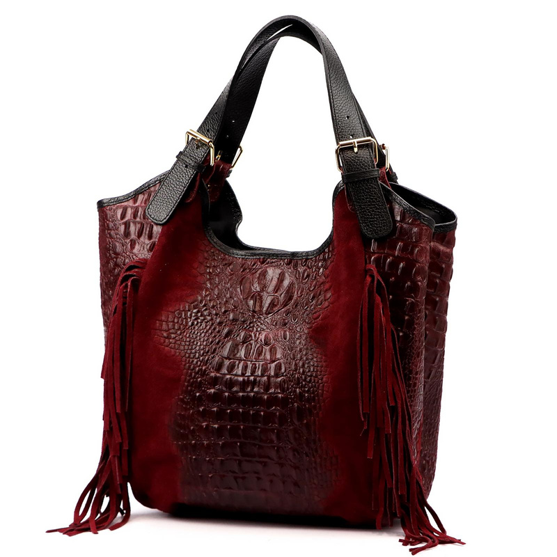 Vera Pelle damska shopperbag skórzana skóra krokodyla torebka na ramię