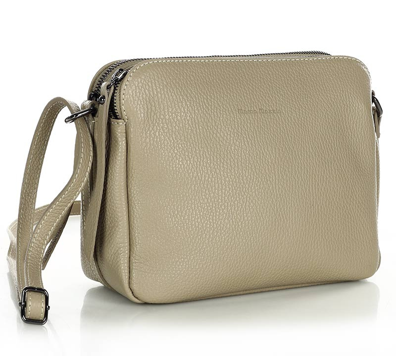 Torebka skórzana crossbody listonoszka dwie komory - MARCO MAZZINI beż cappuccino