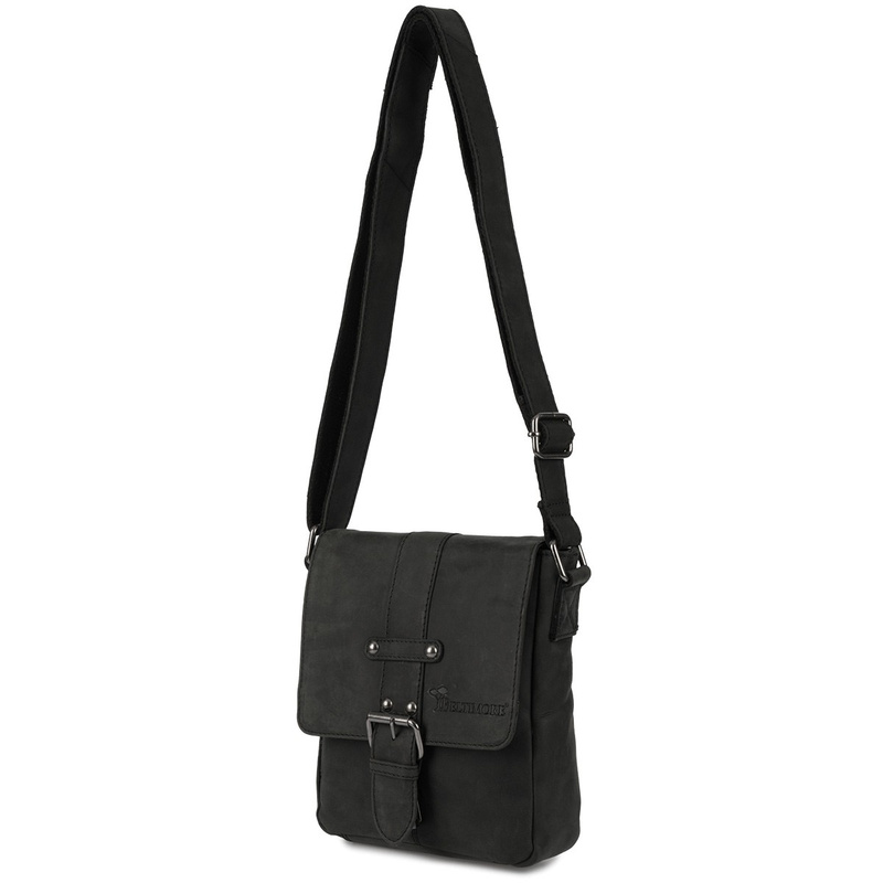 Torba męska skórzana na ramię zgrabna czarna elegancka Beltimore N11