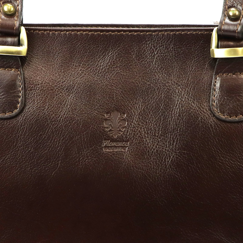 Skórzana elegancka shopperbag pojemna na ramię z kieszeniami Florence