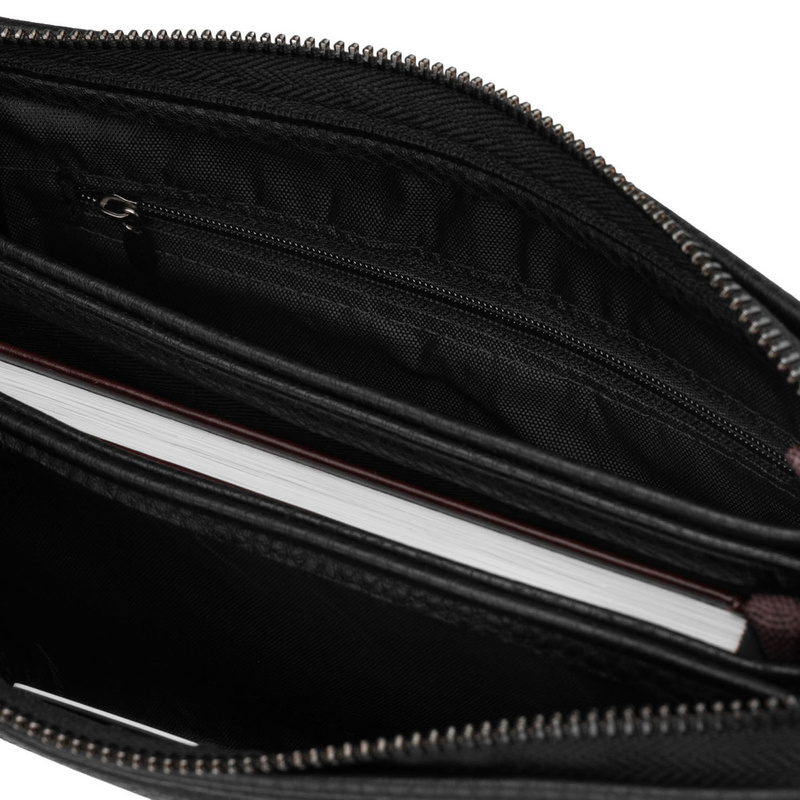 Elegancka saszetka męska ze skóry ekologicznej w czarnym kolorze - Rovicky