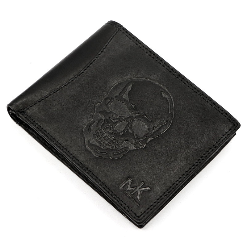 Skórzany męski portfel Money Kepper CDD 5600 SKULL