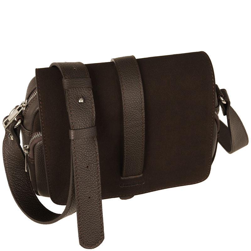 Torebka skórzana Canaletto z zamszową klapką TD690s19348