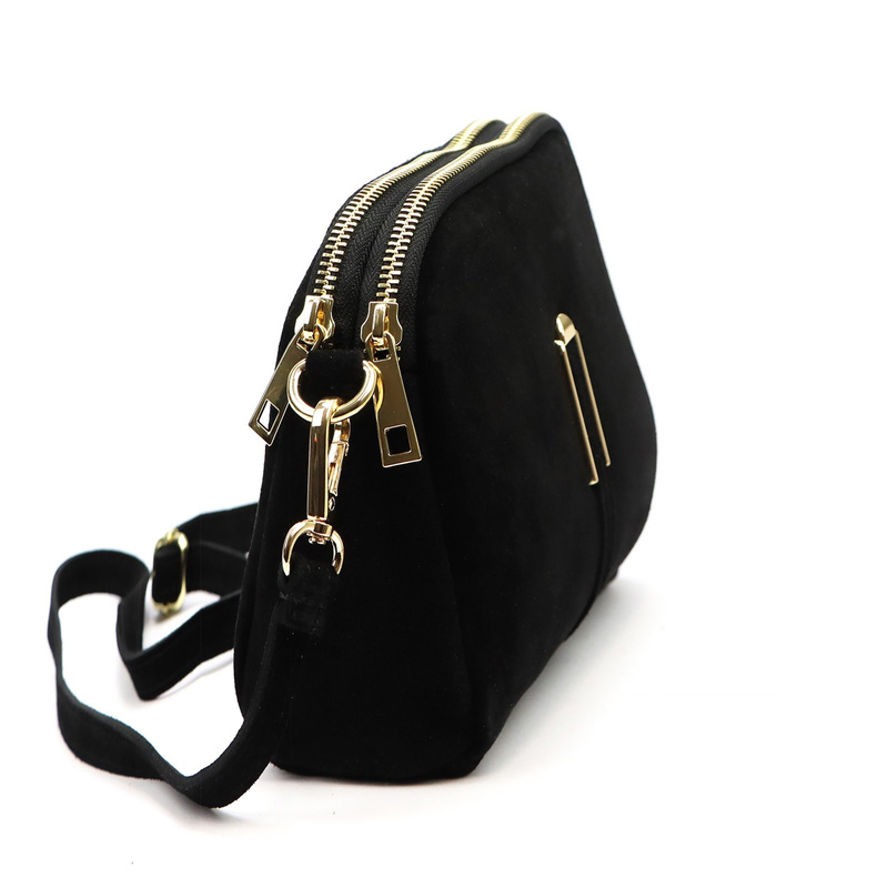 Dwukomorowa damska listonoszka skórzana zamszowa torebka na ramię Luka