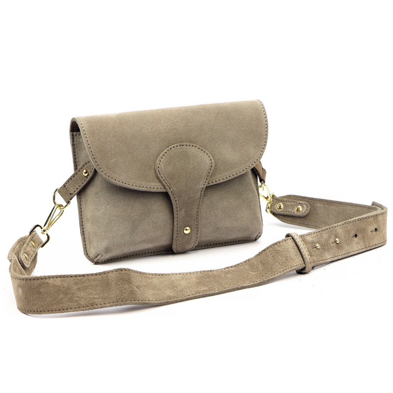 Luka zamszowa damska listonoszka torebka na ramię skórzana z kieszenią