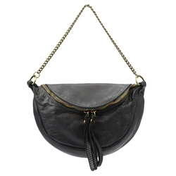 Skórzana Damska listonoszka z łańcuszkiem na ramię i z dopinanym paskiem