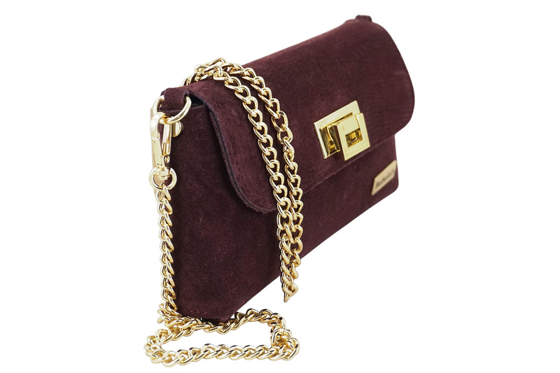 Zamszowa kopertówka na łańcuszku Barberinis - Bordowa