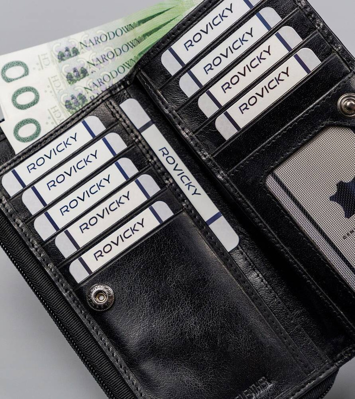 Skórzany damski portfel Rovicky CPR-8931-BAR RFID