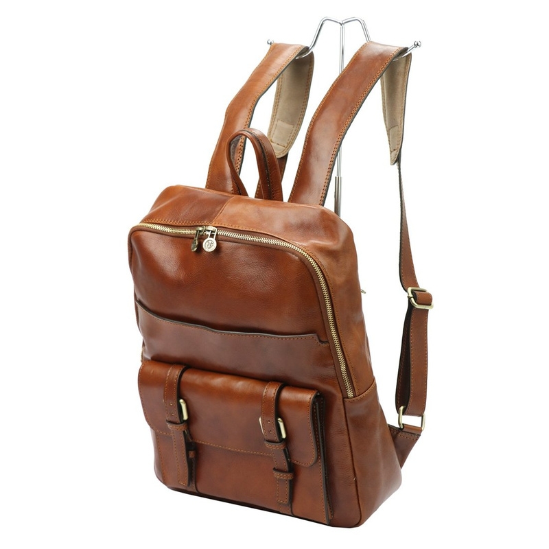 Florence Duży praktyczny damski plecak miejski skóra naturalna kieszenie