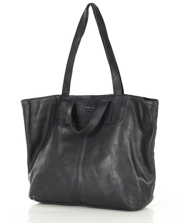 Duża torba shopper skórzana podwójne rączki - MARCO MAZZINI czarna