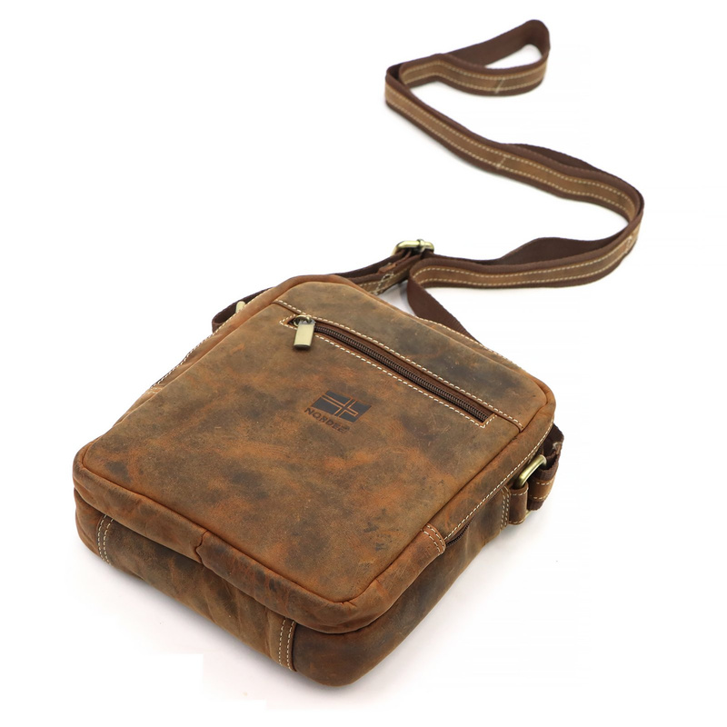 Nordee męska saszetka skóra naturalna torba miejska na ramię z kieszeniami