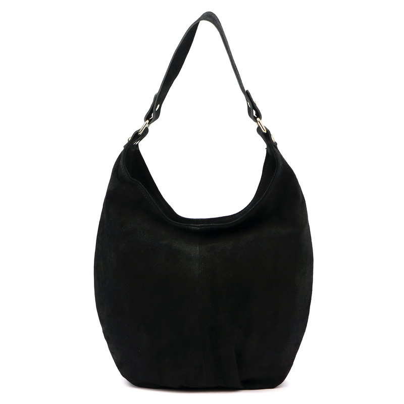 Vera Pelle damska torebka na ramię skóra naturalna zamszowa shopperbag