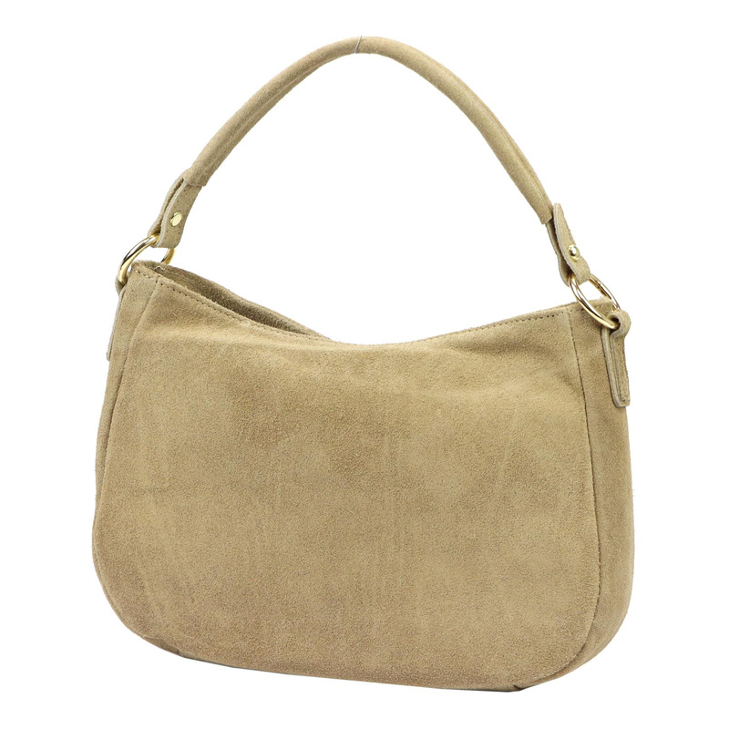 Vera Pelle Torebka Skórzana Damska Listonoszka Na Ramię Zamsz Naturalna