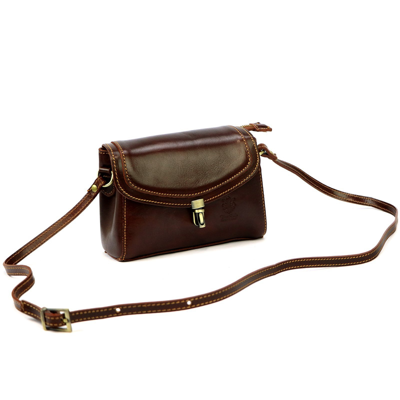 Florence Torebka Skórzana Damska Listonoszka Mała Organizer 2 Komory