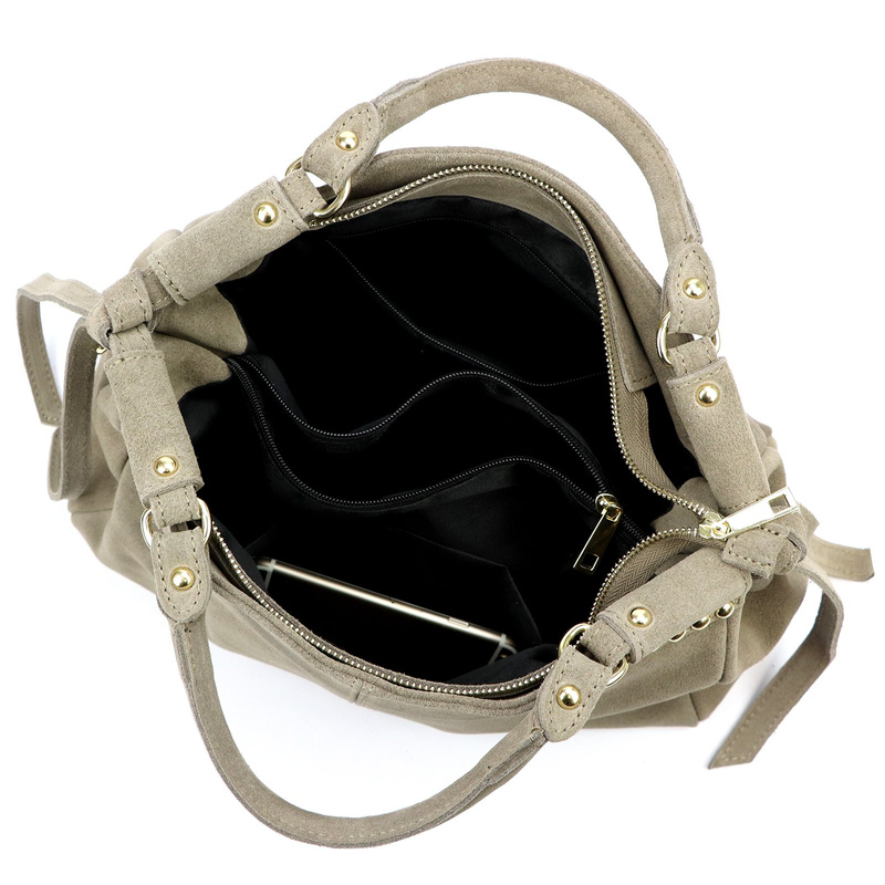 Vera Pelle skórzana zamsz damska listonoszka na ramię kuferek z organizerem