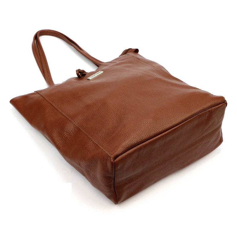 MiaMore Skórzana damska shopperbag duża torabka na ramię z kieszenią